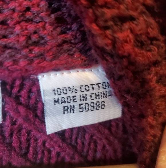 💚5/$25 888 Burganday Cotton Cowel Neck Split Side Knit Sweater Medium - Picture 6 of 6